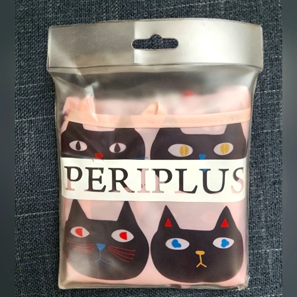 NWT, Pepipus Unisex Pink Cat Japanese Reusable Shopping Bag Tote Inside Pocket